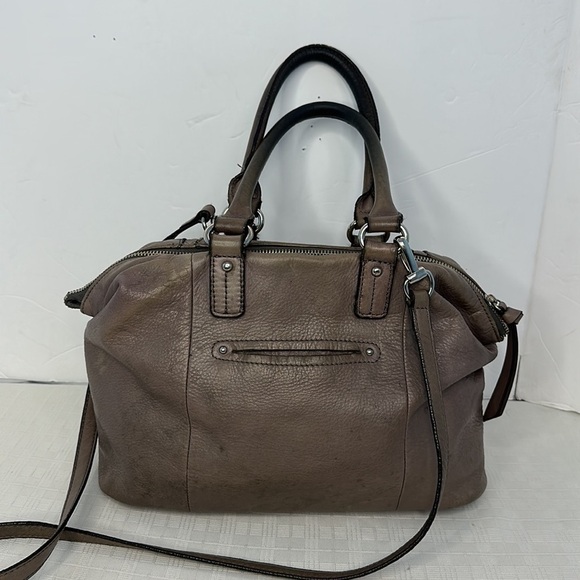 B Makowsky Puddy/Gray Soft Leather Handbag Purse - Picture 3 of 8